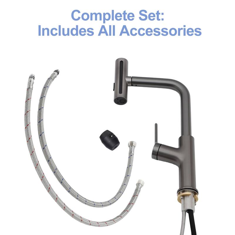 Drop-in Single Bowl 16 Gauge Stainless Steel Kitchen Sink with Pull-out Faucet