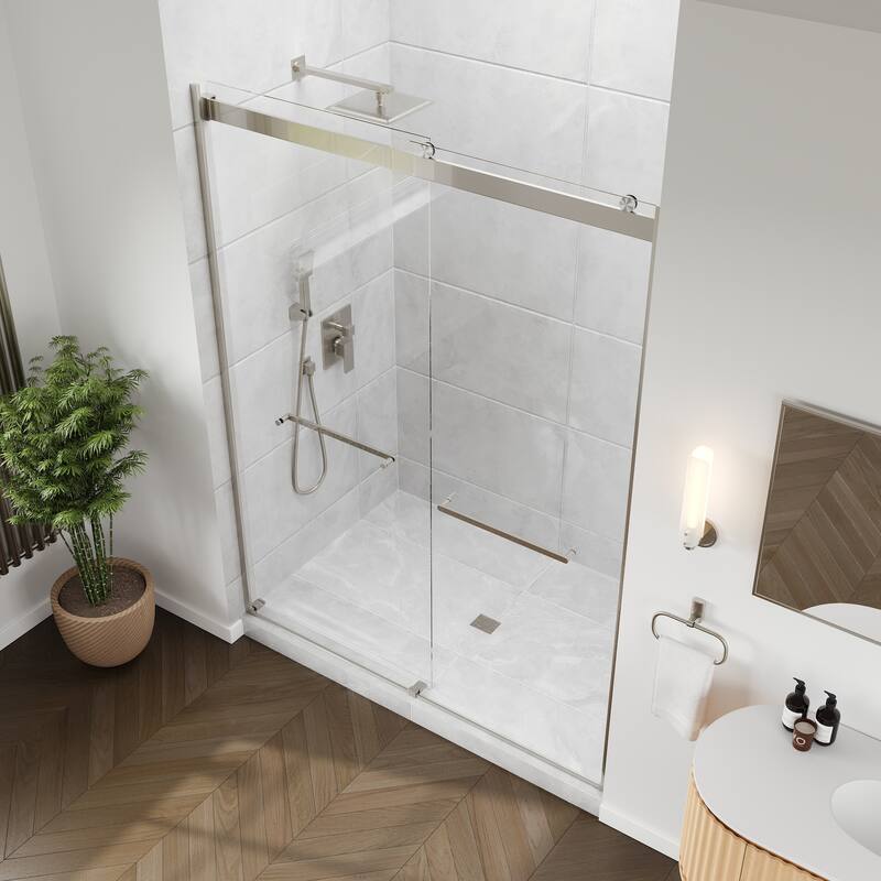 Eviva Glide Sliding Frameless Shower Door with Tempered Glass