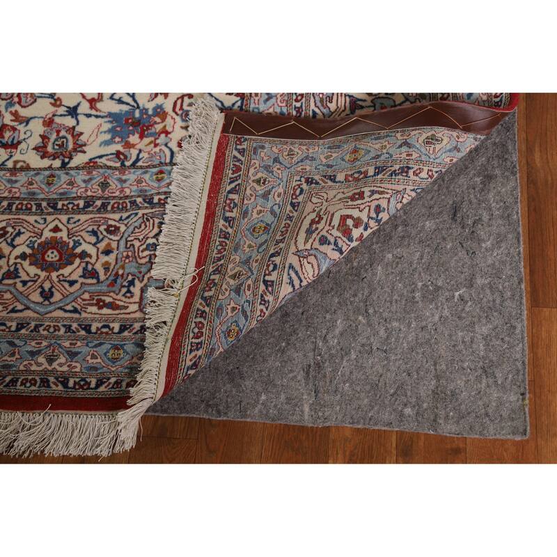 Hand Knotted Oriental 100% Wool Carpet Traditional All-Over Beige & Ivories Nain Area Rug - 11' 1'' X 7' 4''