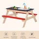 preview thumbnail 4 of 9, Outsunny Kids Picnic Table Set with Wooden Bench & Sandbox Kitchen Toys Faucet Water Pump 37" x 35" x 20" - 37" x 35" x 20"