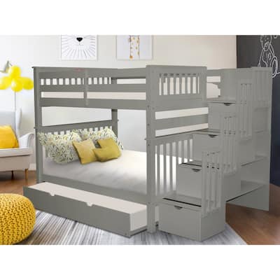 Taylor & Olive Trillium Full over Full Stairway Bunk Bed, Twin Trundle