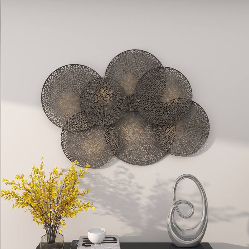 Black Metal Geometric Overlapping Perforated Plate Home Wall Decor