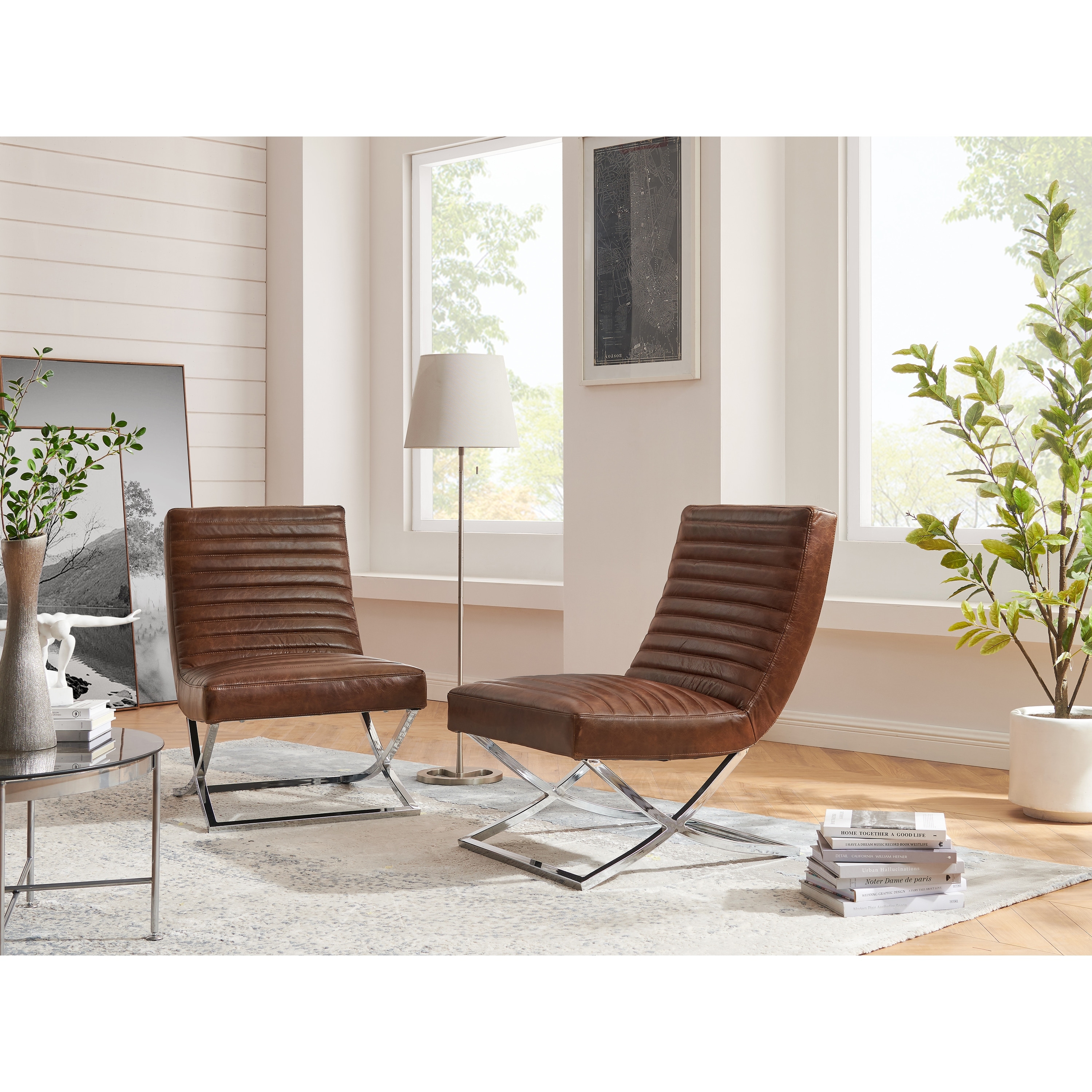 Armless leather deals chair
