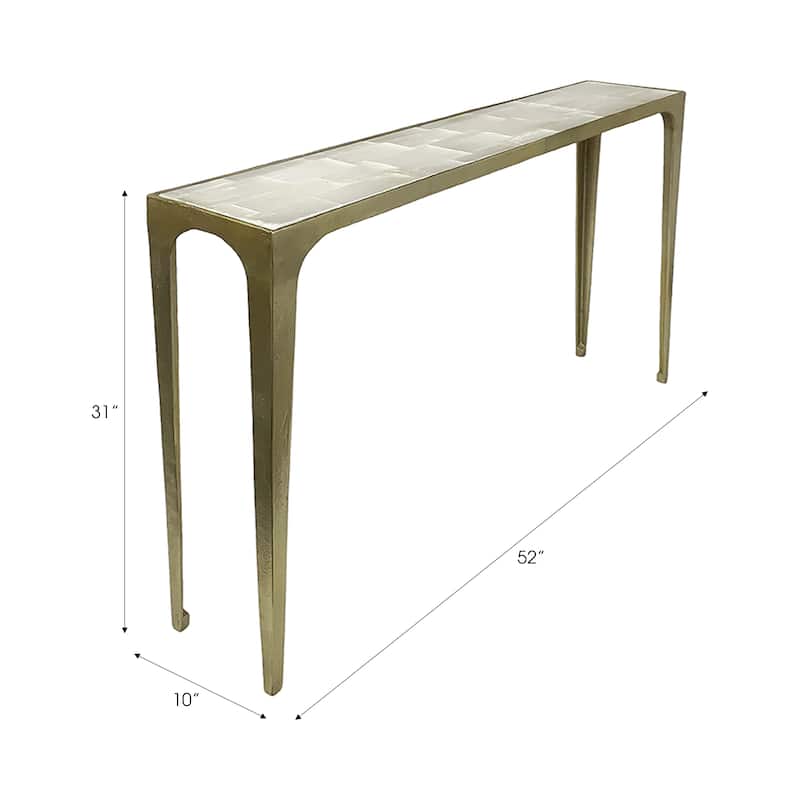 Metal Aluminum Console Table Savoir Frame with Inset Top - 31" Gold - 51.5" x 10" x 31"