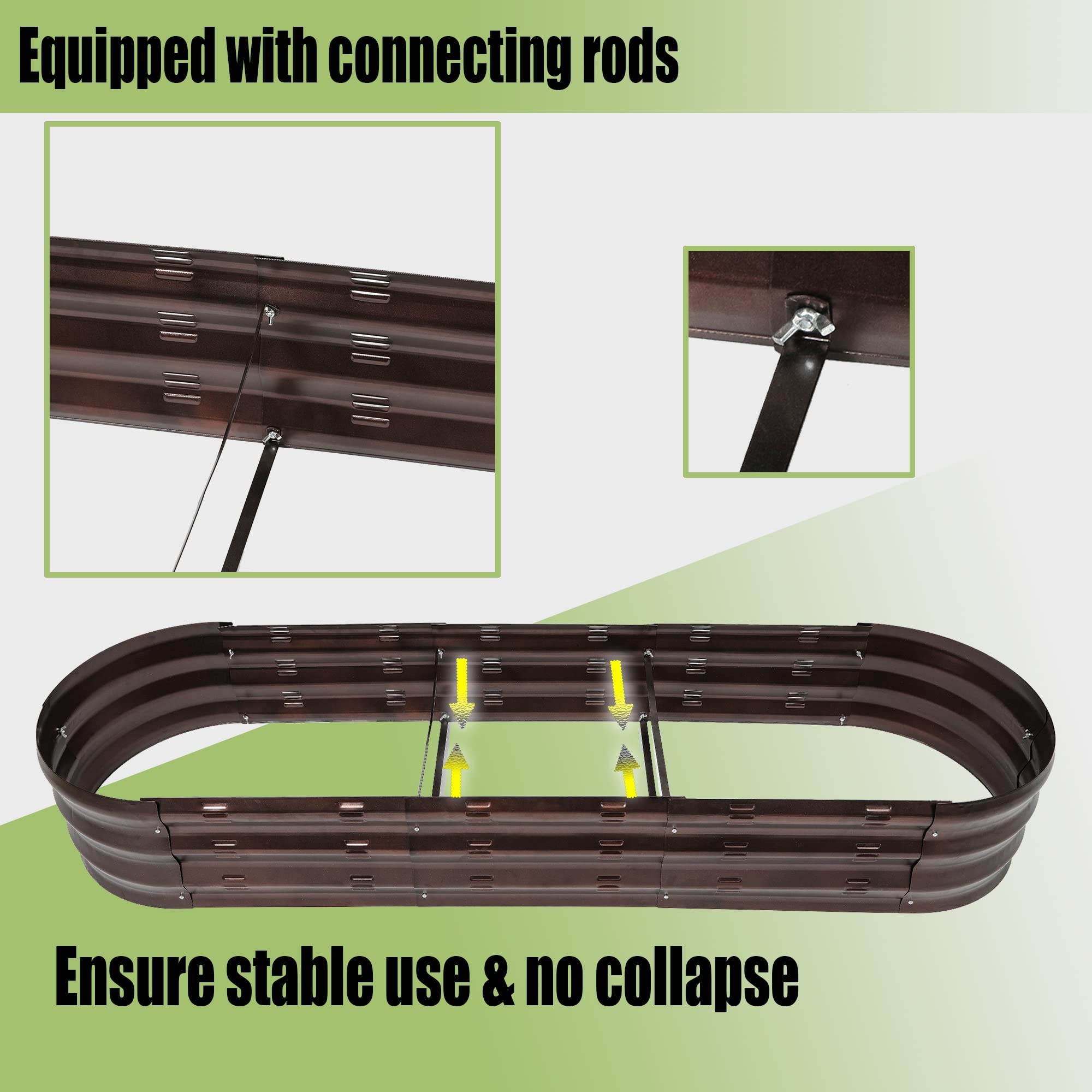 Brown Metal 5.5-Ft Oval Raised Garden Bed Planter - 5.5ft W x 1.625ft D x 0.8ft H