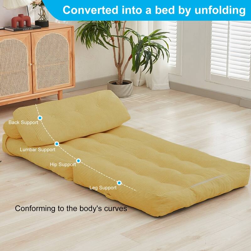 Mixoy W32''/W50'' Corded Velvet Fabric Folding Floor Lazy Futon Sofa Bed