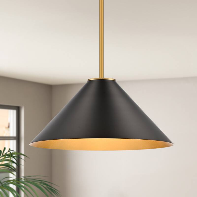 LamQee 1 -Light Metal Cone Pendant Light Adjustable Hanging Lighting - 15.7inch