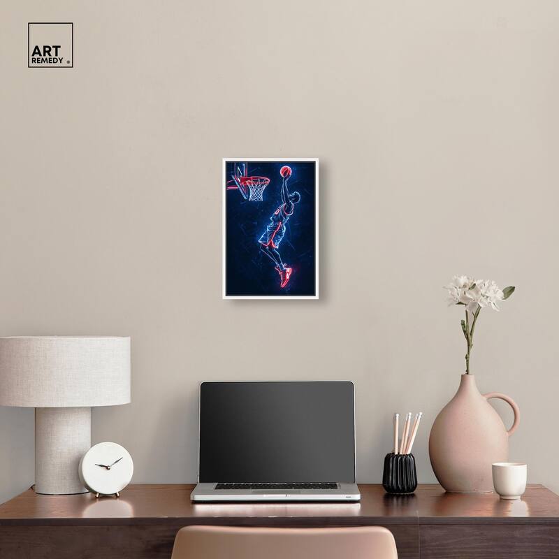 Shoot Some Hoops Neon Canvas by Art Remedy