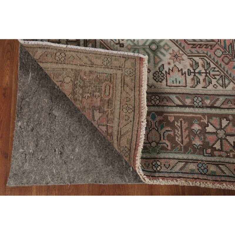 Geometric Tabriz Persian Vintage Area Rug Handmade Pink Wool Carpet - 6'5"x 9'8"