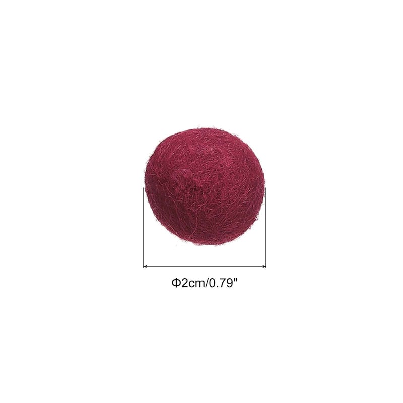 Wool Felt Balls Beads Woolen Fabric 2cm 20mm for Home Crafts 10Pcs - Dark Red