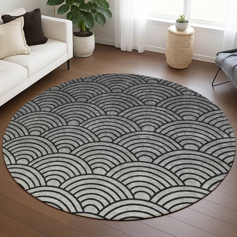 Machine Washable Indoor/ Outdoor Contemporary Poppy Chantille Rug