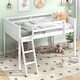 preview thumbnail 1 of 12, White Twin Size Low Solid Wood Loft Bed with Ladder and Safety Fence for Children Twin - White