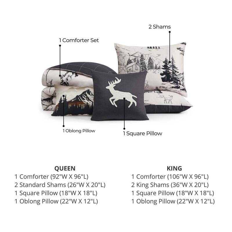 Bebejan Rocky Mountains 100% Cotton Sateen 5 Piece Reversible Comforter Set