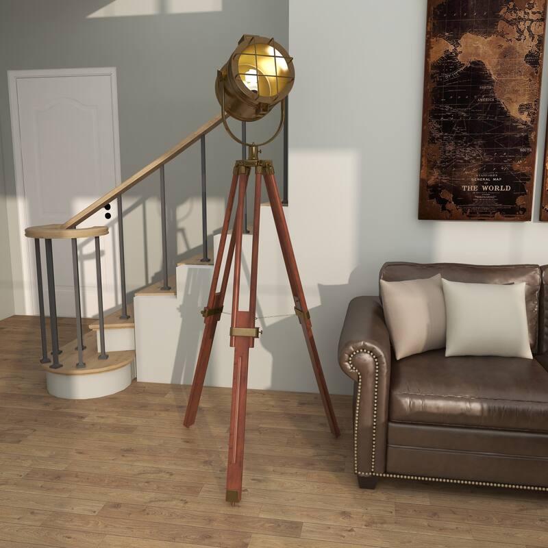 Brown Wood Spotlight Room Floor Lamp