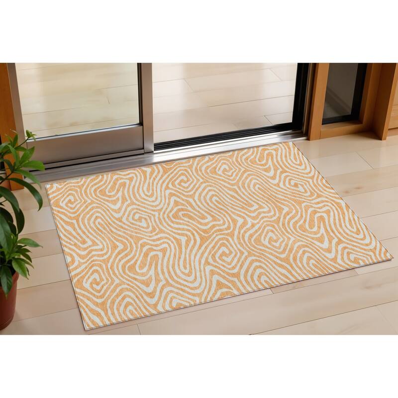 HomeRoots Abstract Transitional Rectangle Outdoor Rug - 3' x 5'