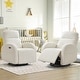 preview thumbnail 39 of 54, Power Swivel Rocker Glider Nursery Recliner with USB Port Set of 2 White - Chenille