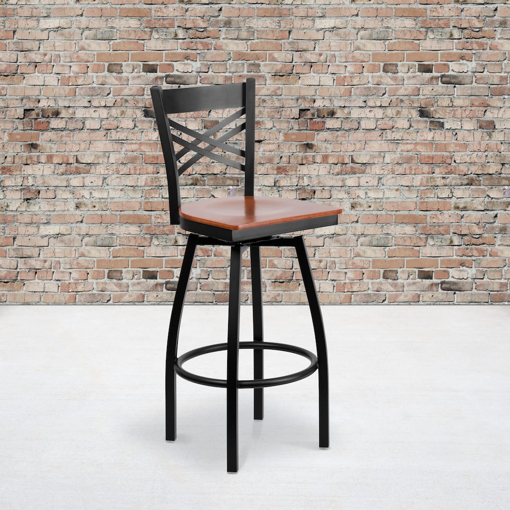 X'' Back Swivel Metal Barstool - 16.5"W x 20.5"D x 44.5"H