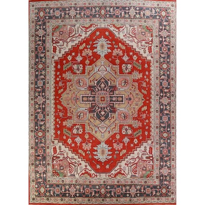 Palace Size Heriz Serapi Oriental Rug Hand-Knotted Wool Carpet - 11'7" x 14'11"