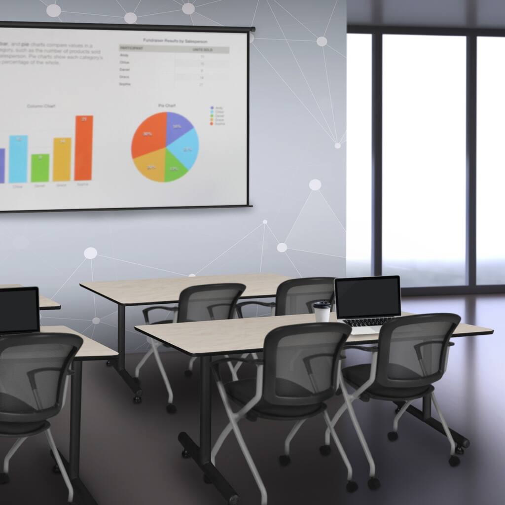 66" x 30" Training Table- Maple and 2 Nesting Chairs - 66 x 30 inches