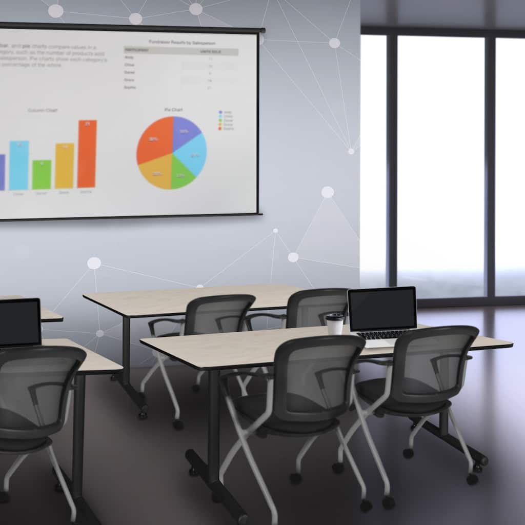 72" x 24" Training Table- Maple and 2 Nesting Chairs - 72" x 24"