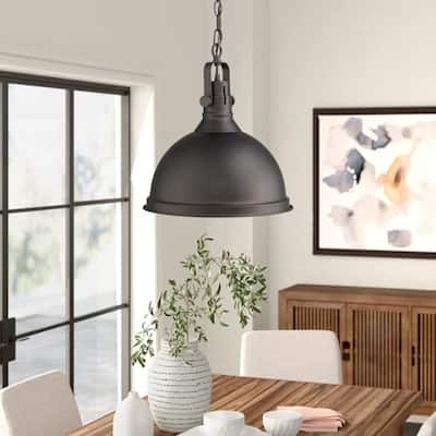 1-Light Farmhouse Ceiling Pendant Light,Vintage Hanging Light with Dome Shade, Oil Rubbed Bronze Finish