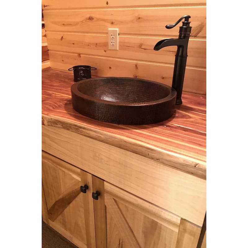 18-in Oval Skirted Vessel Hammered Copper Sink (VO18SKDB)