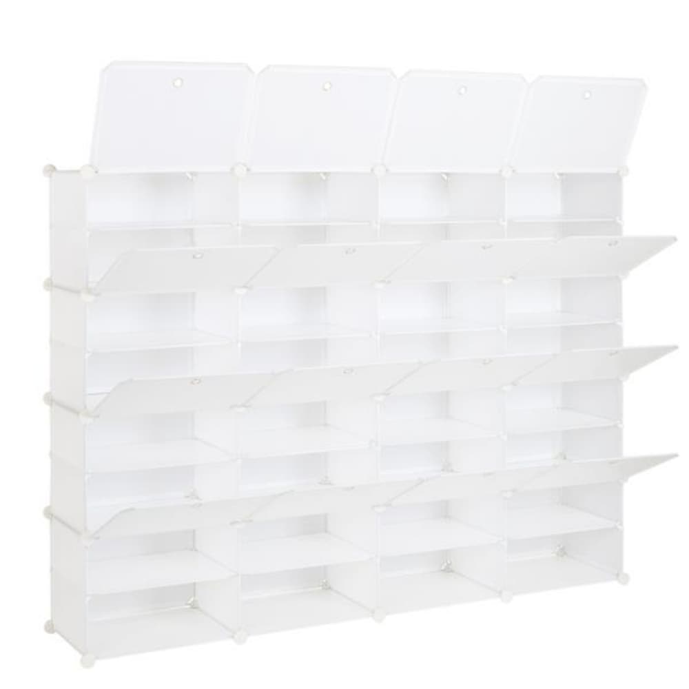 Shoe Rack Storage Organizer, Shoe Shelves 12 Tier Free Standing Shoes  Cabinet Shelf Portable, White Closet Shoe Racks With Doors Expandable  Stackable