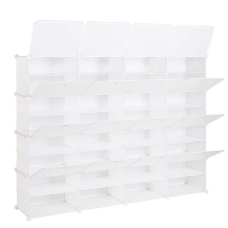 8-Tier Portable 64 Pair Shoe Rack Organizer 32 Grids Tower Shelf Storage Cabinet - 53" x 12" x 47.25"