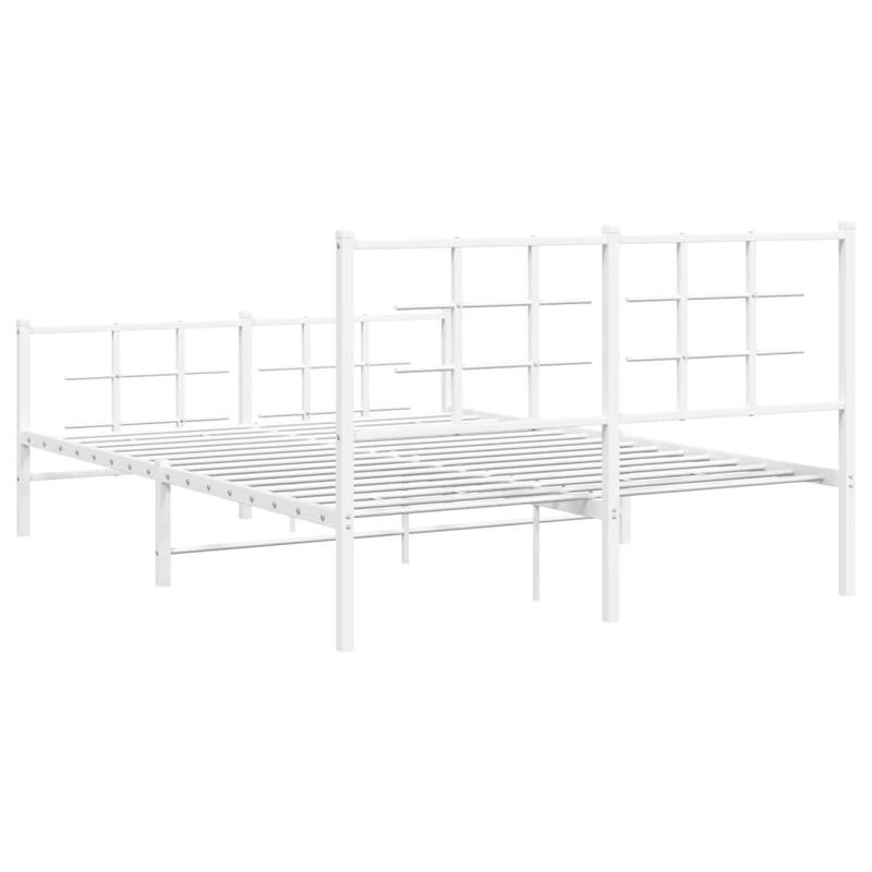 vidaXL Bed Frame White Powder-coated steel Double Bed Frame - 55.9 x 77.2 x 35.4