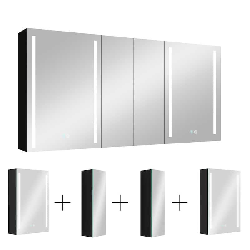 60 in.W x 30 in. H Aluminum Surface Mounted LED Medicine Cabinet with Doors and Mirror Defogging - 60'' X 30''