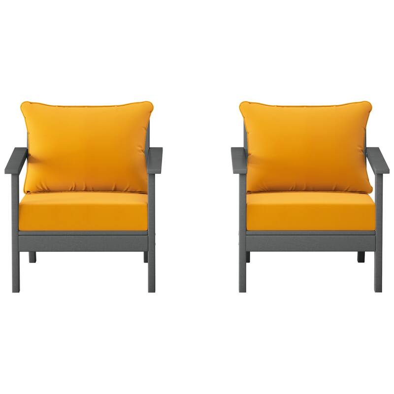 Birchwood All Weather HDPE Outdoor Patio Gray Deep Seating Conversation Set With Cushions (2-Piece)