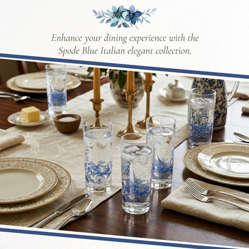 Spode Blue Italian Set of 4 Glasses - 15 oz
