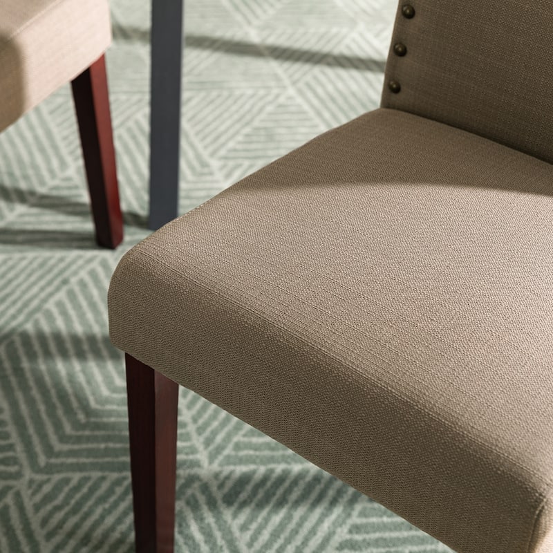 Glitzhome Modern High Back Linen Upholstered Dining Chairs with Adjustable Footpads