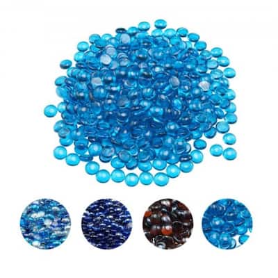 Caribbean Blue Fireproof Fire Glass Beads Heat Resistant 20 lbs - 3/4 inch