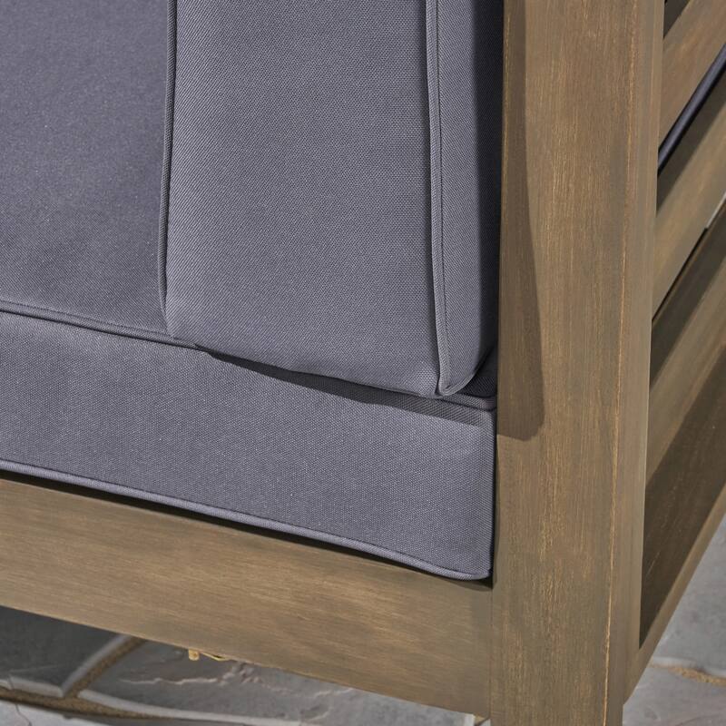 Oana Outdoor 12-Piece U-Shaped Acacia Wood Sectional Sofa Set with Fire Pit by Christopher Knight Home