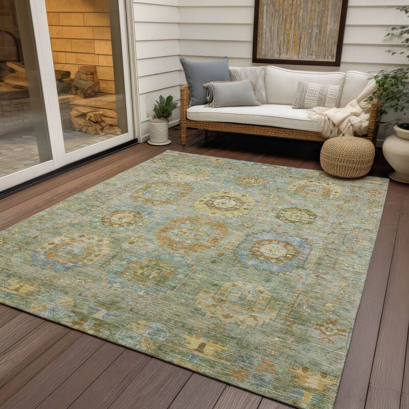 Machine Washable Indoor/ Outdoor Vintage Traditional Chantille Rug