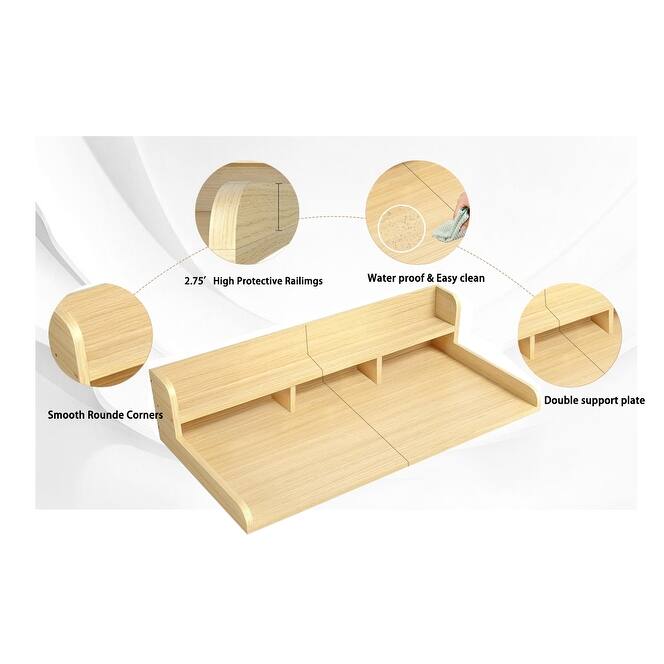 Washer Dryer Countertop, Laundry Wood Shelf Topper with Edge, 54" Width x 27.5" Depth Double Layer Organizer