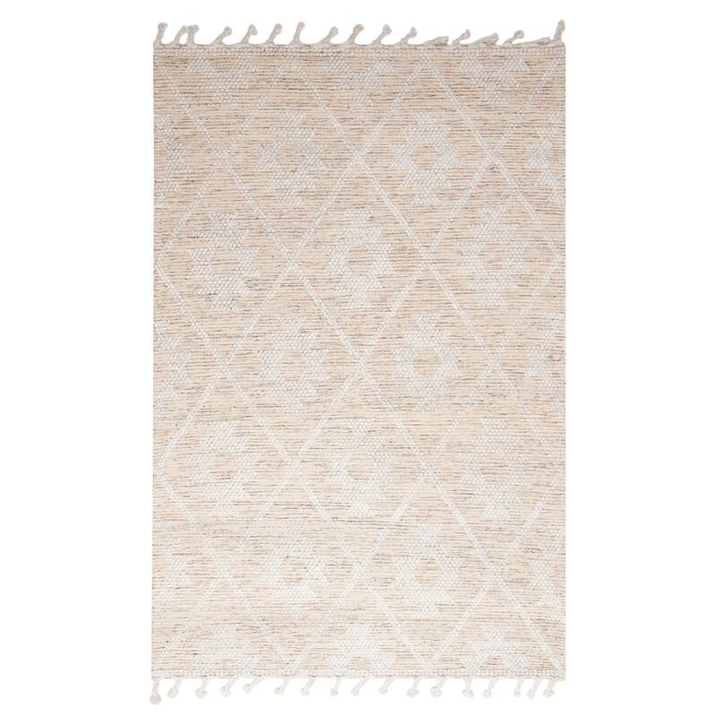 ECARPETGALLERY Braid weave Sienna Beige Wool Rug - 5'2 x 8'0
