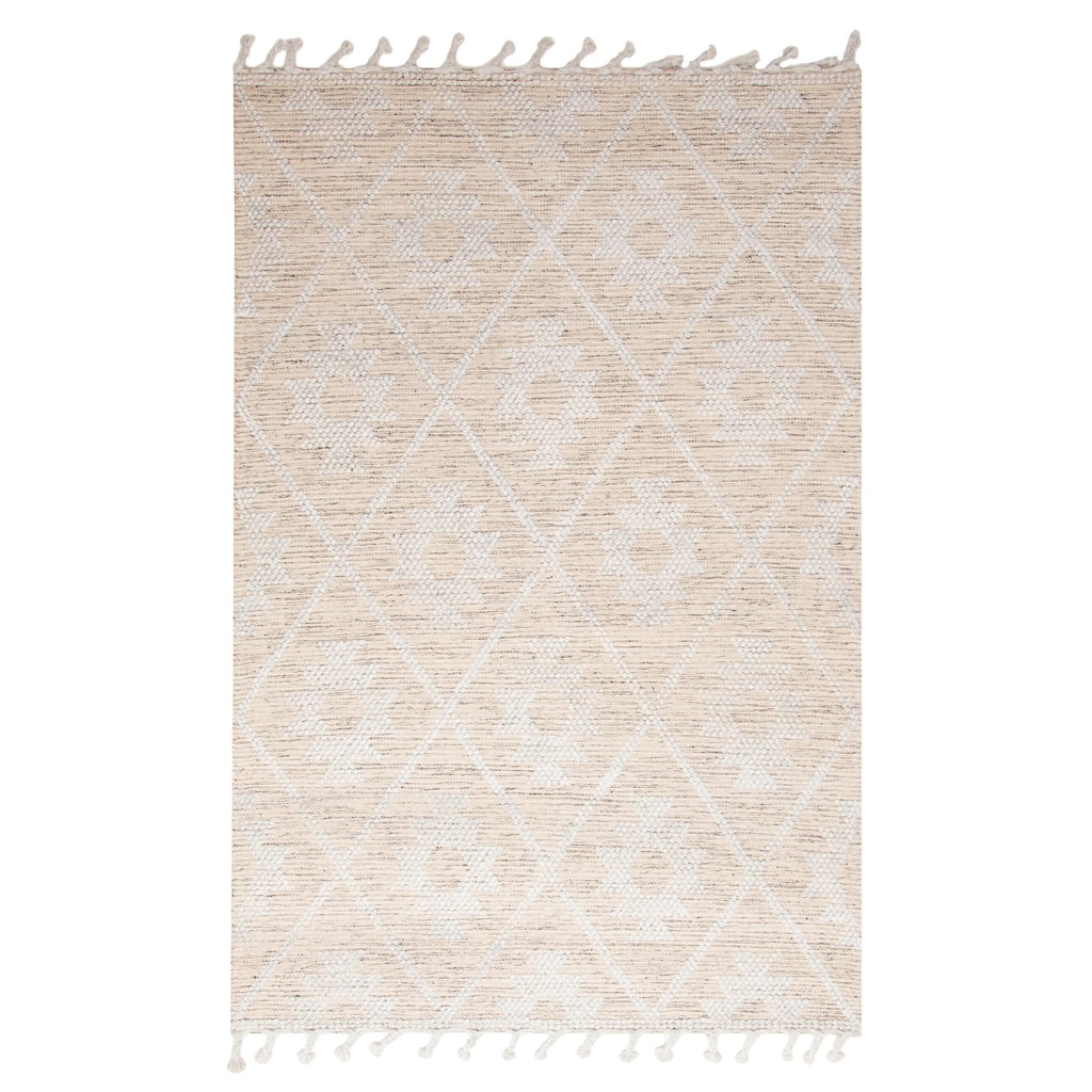 ECARPETGALLERY Braid weave Sienna Beige Wool Rug - 5'2 x 8'0