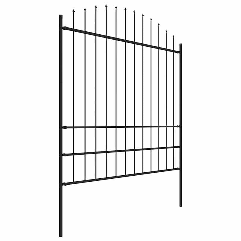 vidaXL Garden Fence with Spear Top Steel 71.3"x29.5"/68.9"/78.7" Black