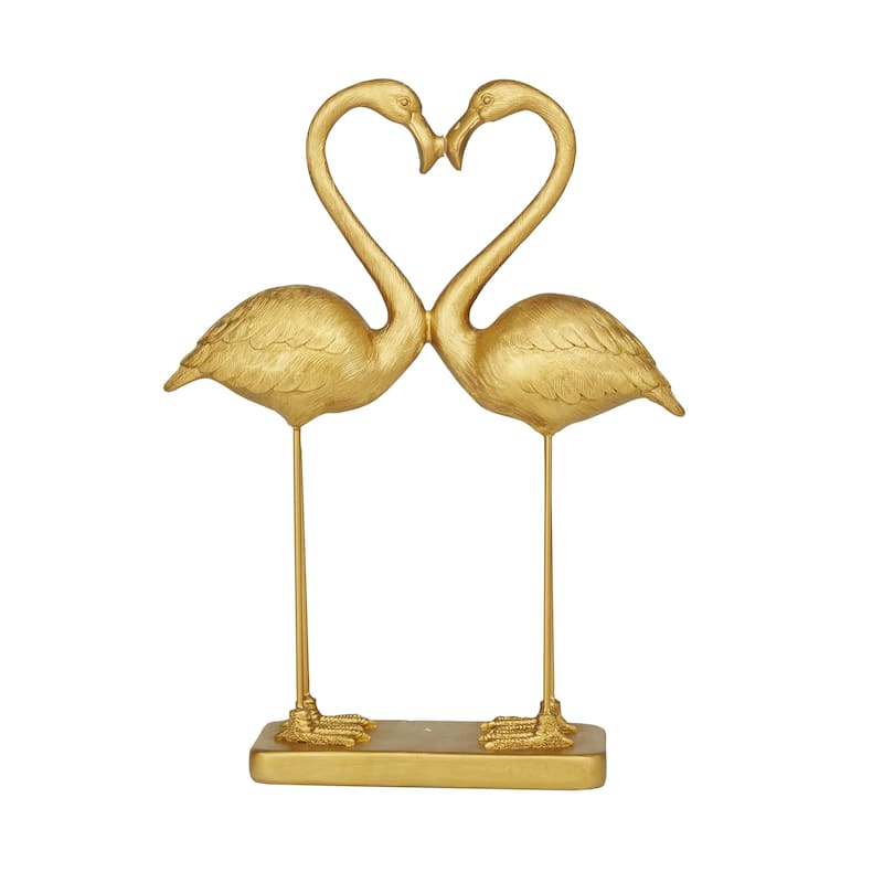 Radiant Gold Polystone Flamingo Decorative Sculpture