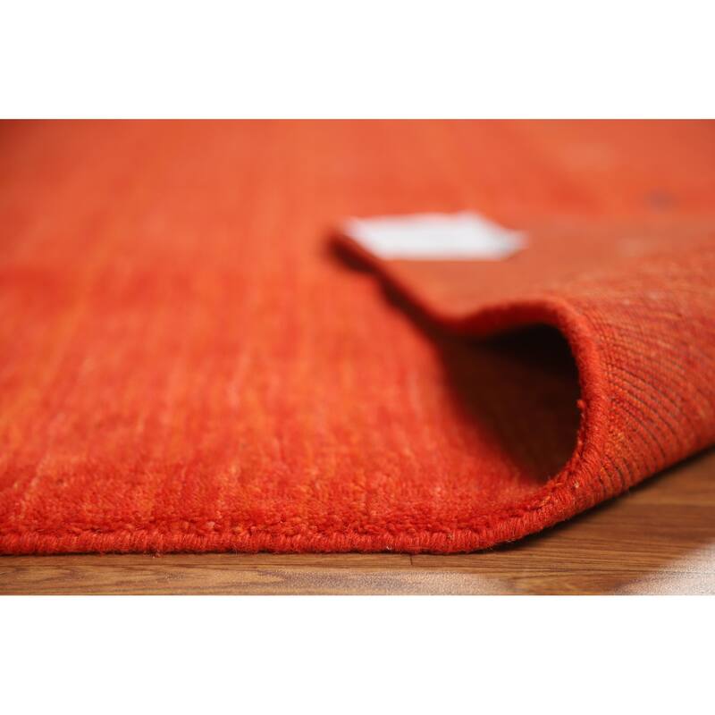 Hand Knotted Oriental 100% Wool Carpet Tribal Animal Pictorial Oranges & Rust Gabbeh Area Rug - 8' 2'' X 6' 7''