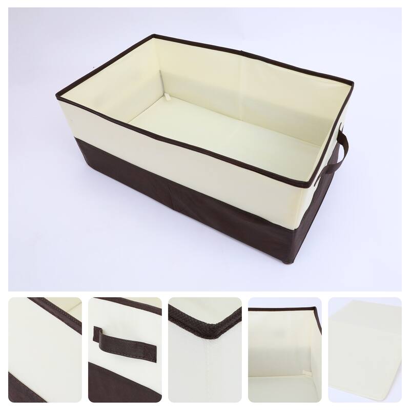 Fabric Storage Cube with Handles, 1 Pack Collapsible Storage Bin Basket for Shelves Closet Organizing Clothes - Brown - 20*12*8in