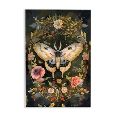 Stupell Victorian Botanicals & Moth Wall Plaque Art Design By The Dutch Lady