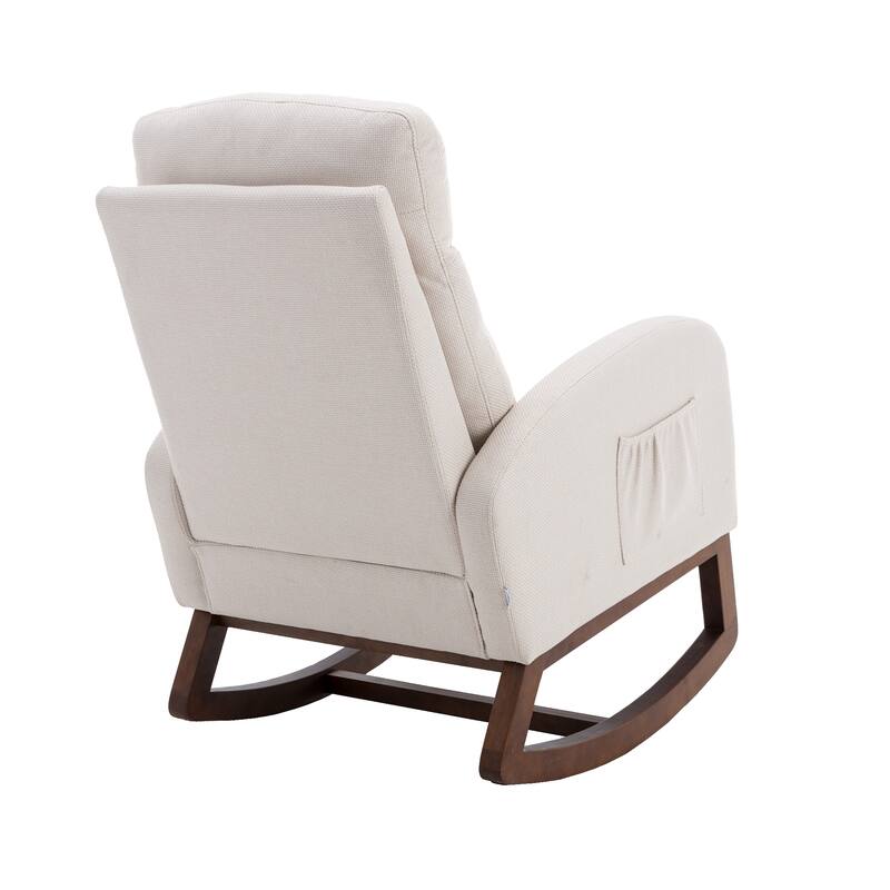 GDFStudio - Amelia Linen Upholstered Rocking Chair with Spacious Seat and Tall Back Design