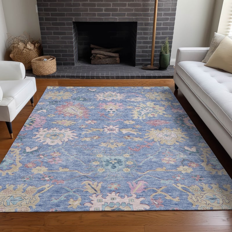 Machine Washable Indoor/ Outdoor Causal Traditional Chantille Rug