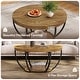 preview thumbnail 13 of 53, 31.7" Round Coffee Table, Rustic 2-Tier Center Table with Storage Open Shelves