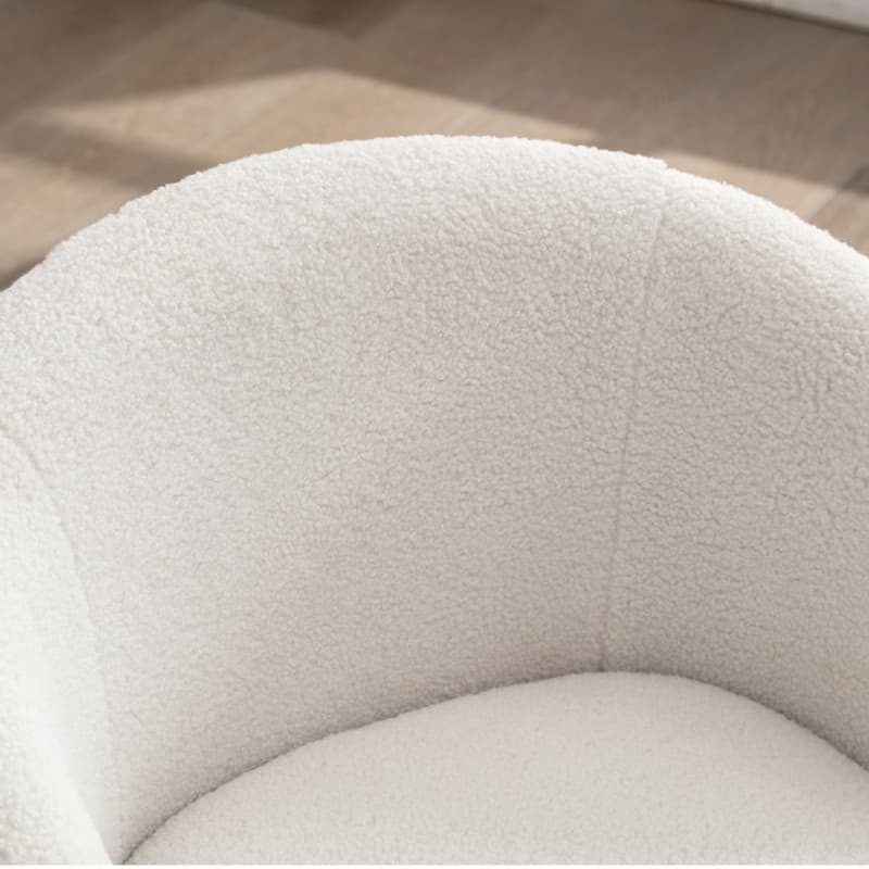 Teddy Fabric Swivel Accent Barrel Chair With Powder Coating Metal Ring