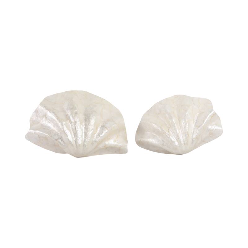 Capiz Decorative Bowls Coastal Shell Design (Set of 2) - 6" Ivory - 20" x 14" x 7"