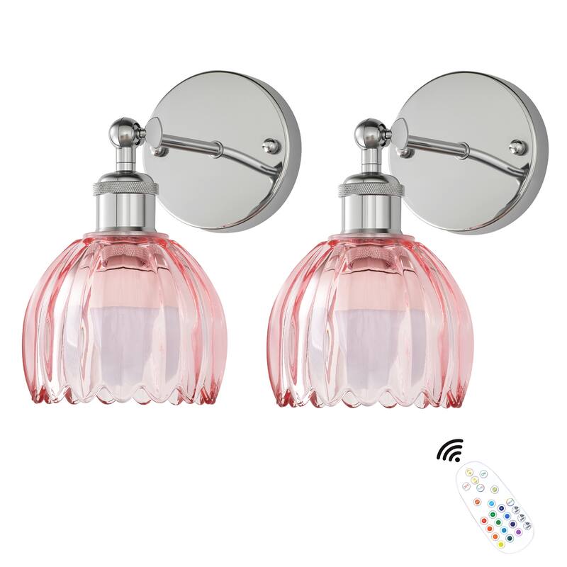 Adjustable Vintage Wall Sconce with Amber Tulip Glass Brass Fixture with Switch Ideal for Bedroom Hallway or Entry